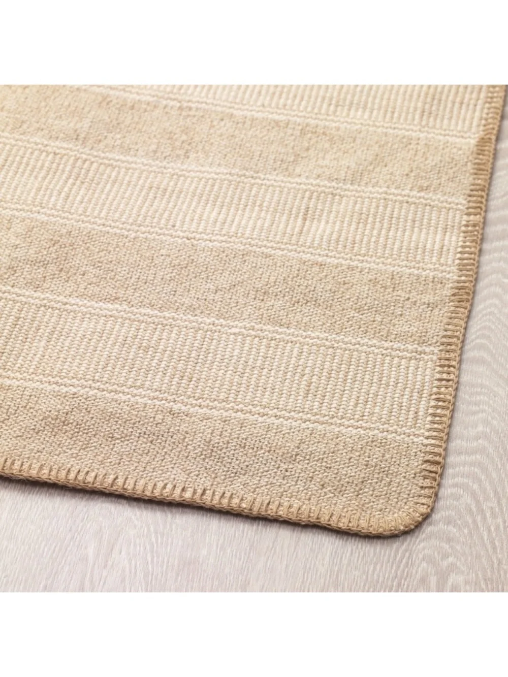 IKEA KLEJS Rug Bundle 2 NEW Jute Cotton Tan Woven Stripes 1’8” x 2’7” Floor Mats